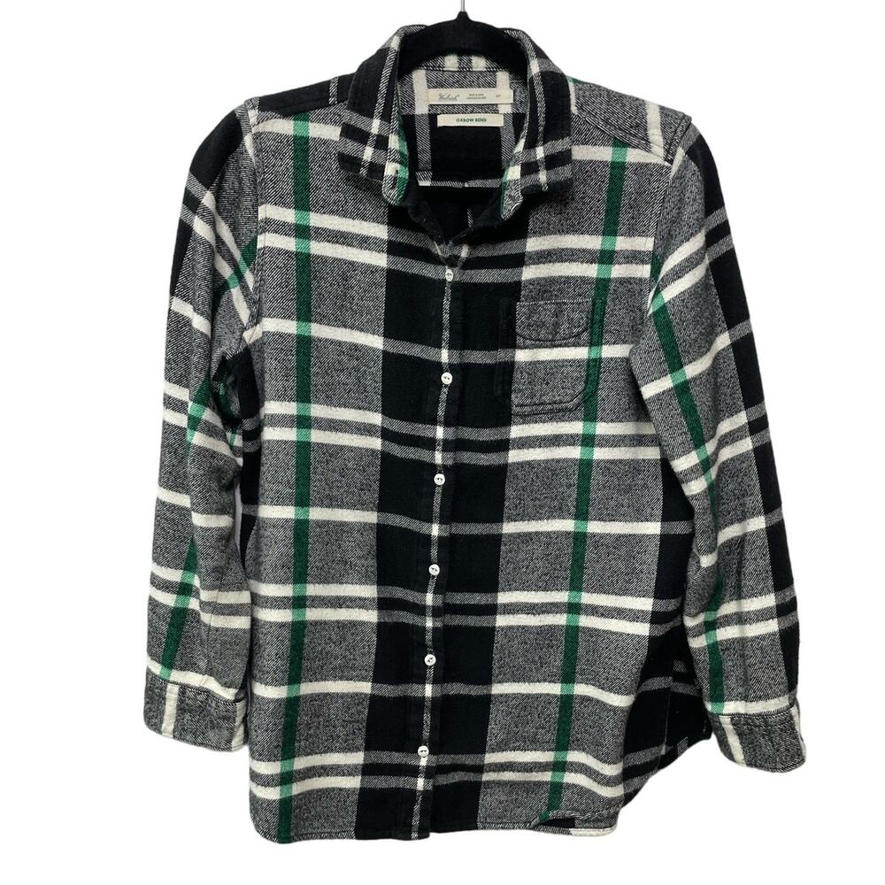 Woolrich Oxbow Bend Button Down Overshirt Plaid Flannel Cotton Black Farm Work S